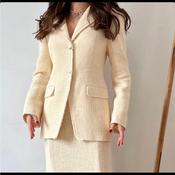 2pc set Nwt ZARA TEXTURED POCKET BLAZER Perl button and matching skirt - Picture 1 of 8